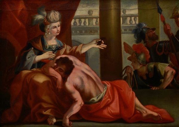 Scuola Europea, XVIII sec. - Delilah cuts off Samson's hair