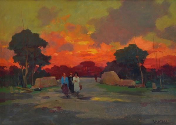 Renato Natali - Paesaggio al tramonto
