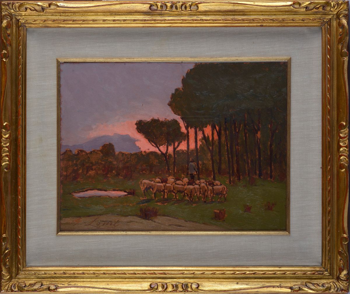 Giovanni Lomi - Tramonto tra i Pini