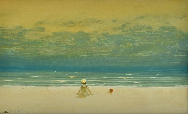 Anonimo, XX sec. - Little girl by the sea