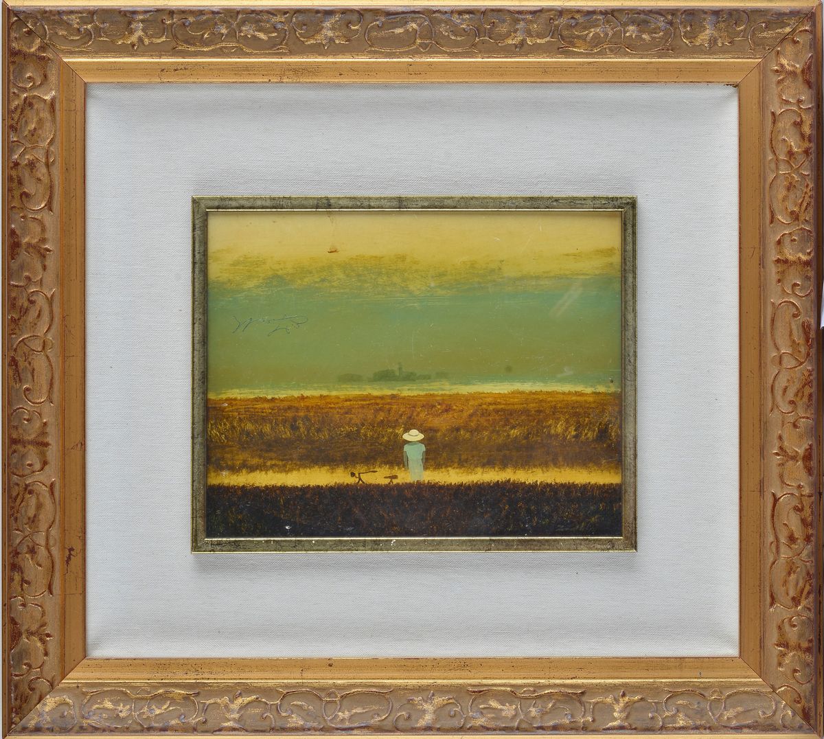 Anonimo, XX Sec. - Figura nel Campo (sul Fronte) - Figure nel Paesaggio (sul Verso)