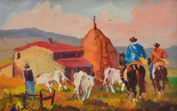 Renzo Martini - Casa colonica e pascolo in maremma