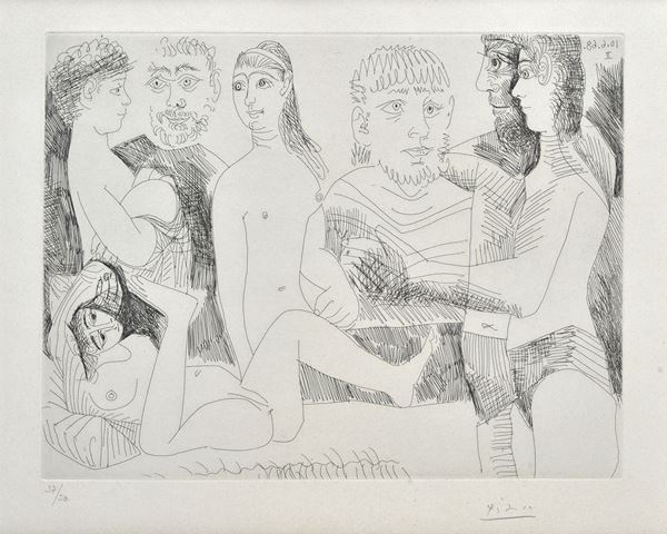 Pablo Picasso - Femme faisant la sieste, entourèe de spectateurs