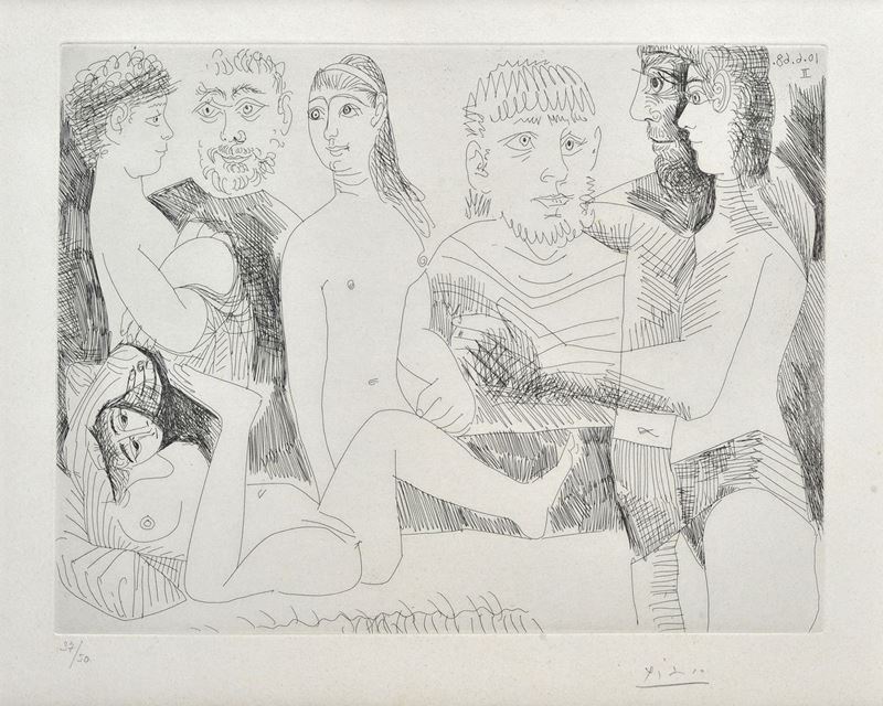 Pablo Picasso - Femme Faisant la Sieste, Entourèe De Spectateurs