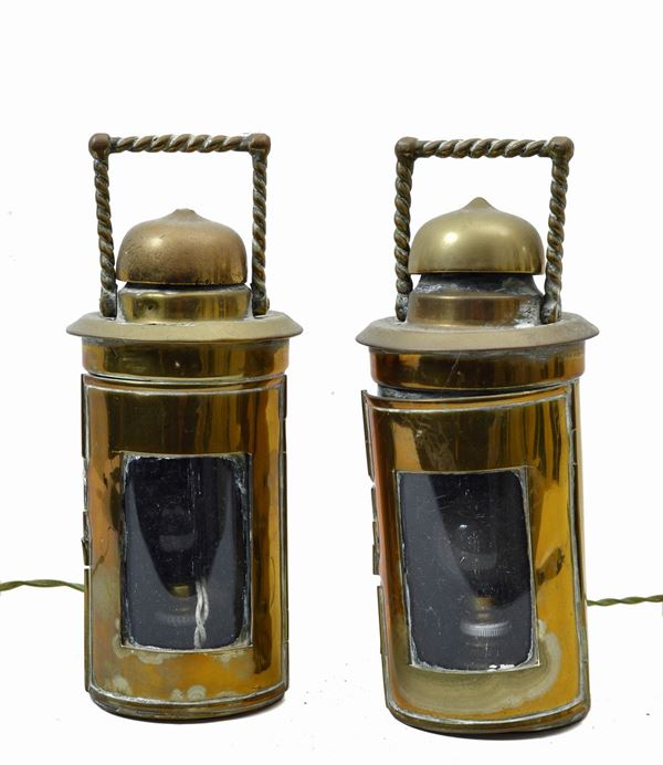 Coppia di lanterne nautiche  - Asta ARREDI ED OPERE PROVENIENTI DA UNA DIMORA LIVORNESE - Galleria Pananti Casa d'Aste