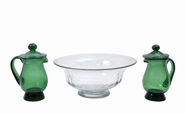 Lot consisting of centerpiece and two pourers  - Auction FURNITURE AND WORKS COMING FROM A LIVORNO RESIDENCE - Galleria Pananti Casa d'Aste
