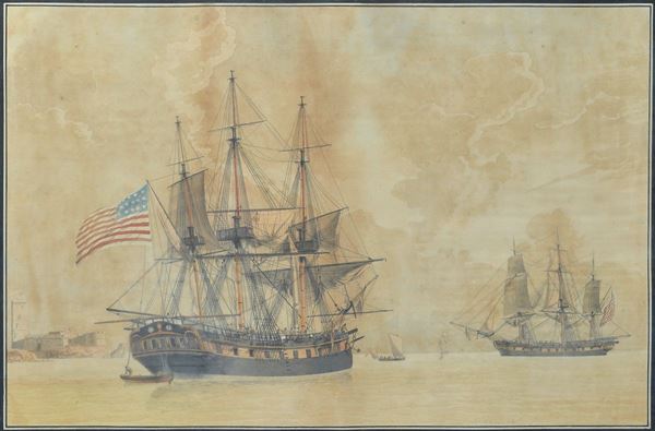 Anonimo, XIX sec. - Nave americana in porto