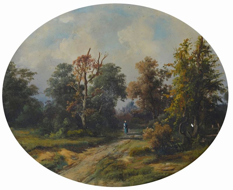 Carlo Markò - Paesaggio con Strada di Campagna e Figura