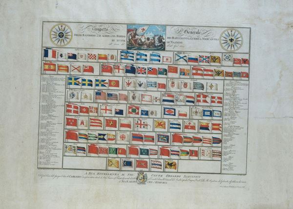 Prospetto generale delle bandiere che si alberano a bordo dei bastimenti di guerra e mercantili di tutte le nazioni all'epoca del Pmo. Gen. 1804.
