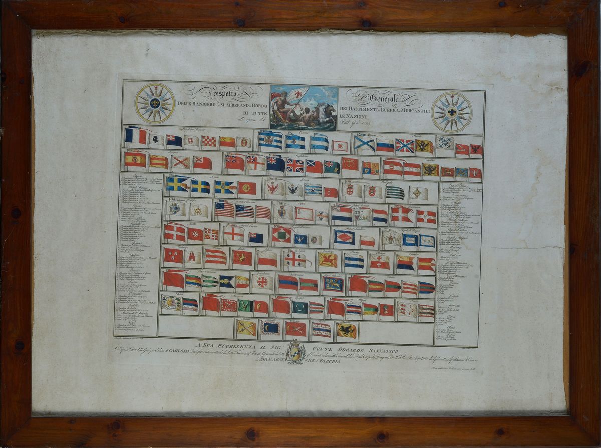 Prospetto Generale delle Bandiere che Si Alberano a Bordo dei Bastimenti di Guerra e Mercantili d...