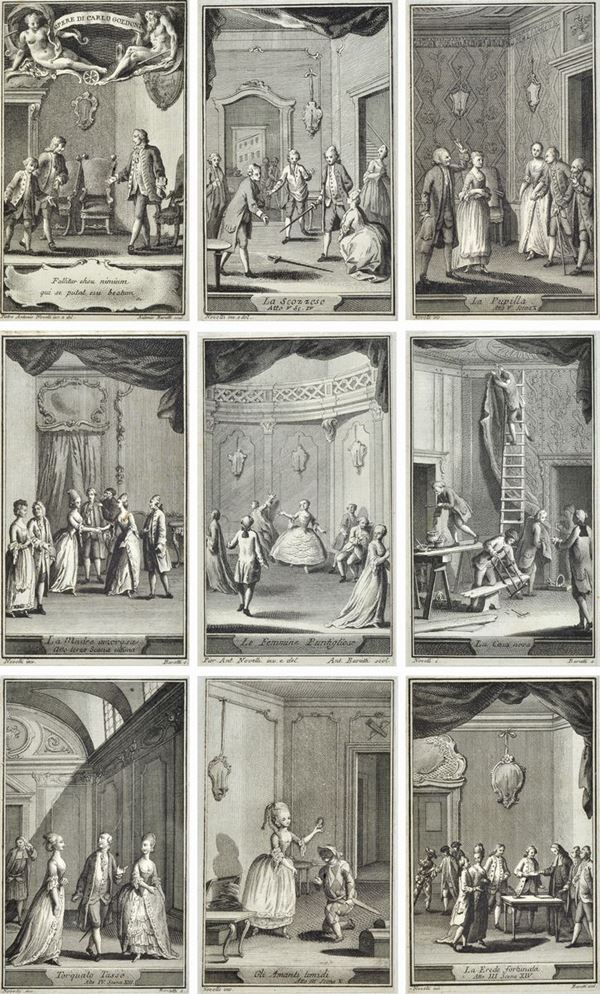 Collection of twelve engravings taken from Commedie by Carlo Goldoni, 1761