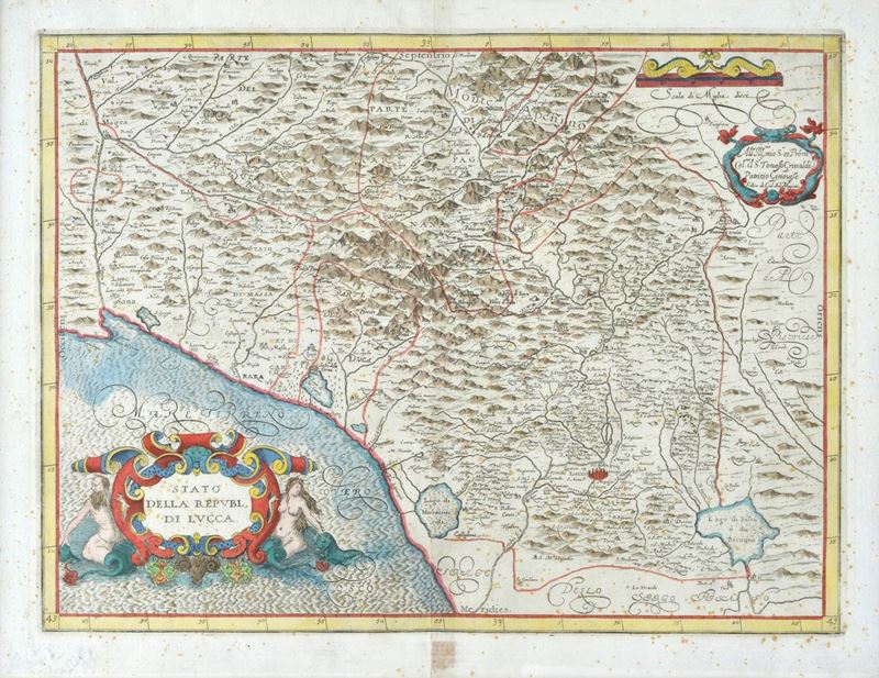 Fabio di Giovanni Antonio Magini - Carta Geografica con lo Stato della Repubblica di Lucca