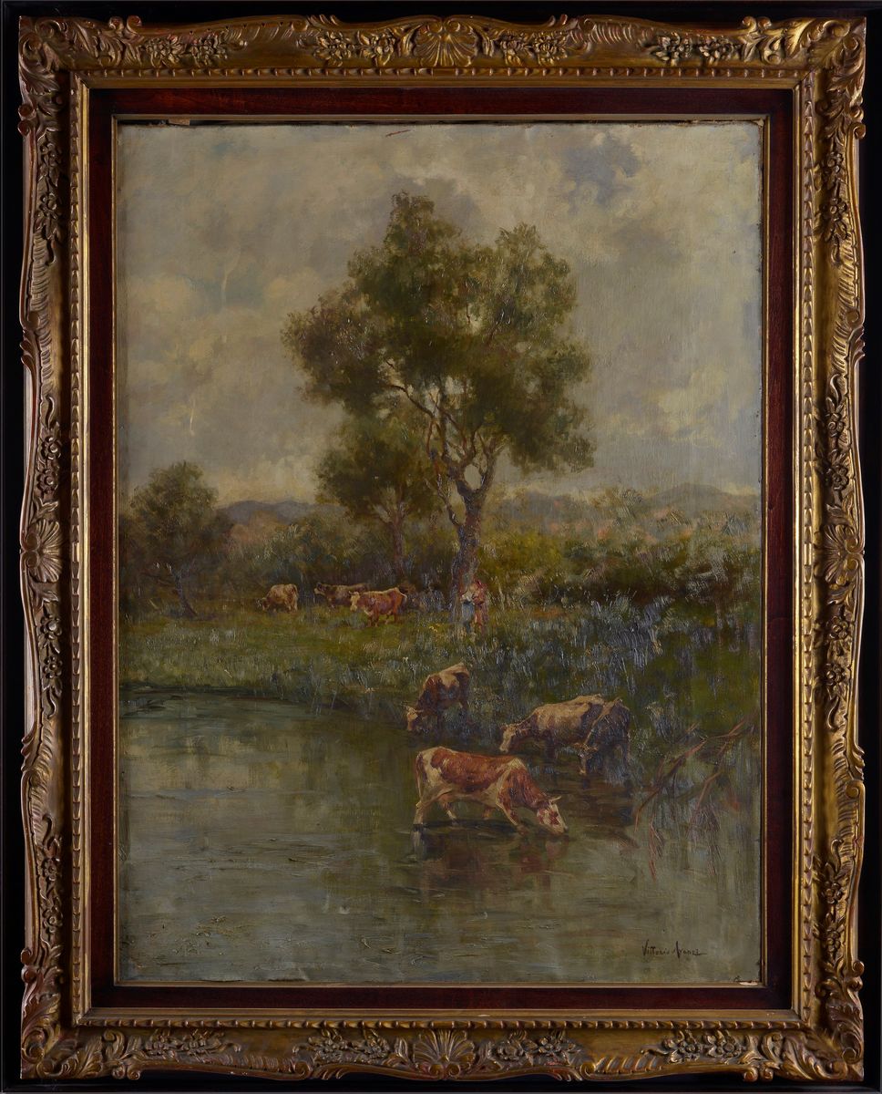 Vittorio Avanzi - Paesaggio con Armenti e Figure