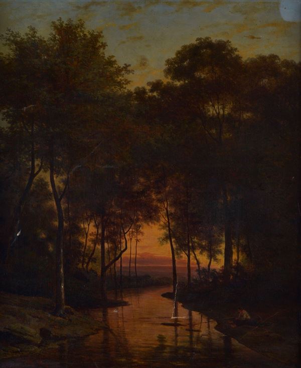 Alexander Joseph Daiwaille - Fisherman at sunset