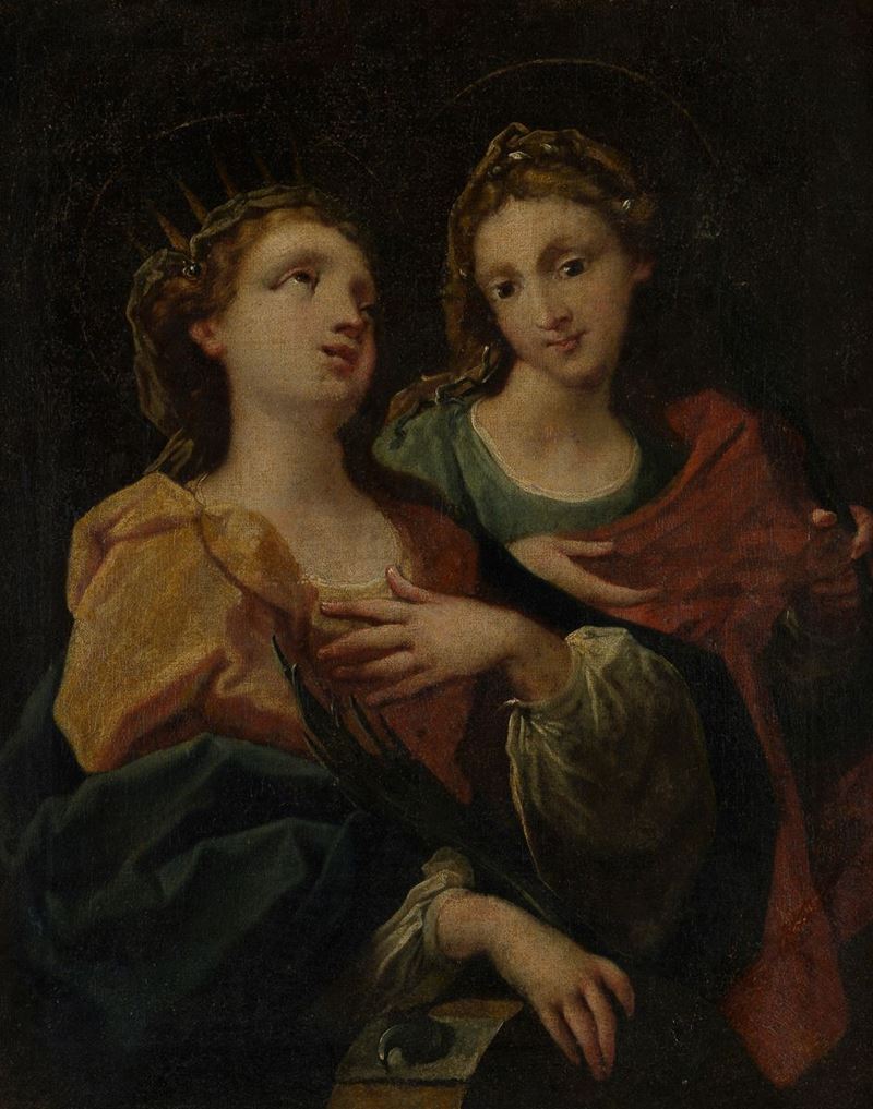 Attr. a Sebastiano Sante Bizzarri (siena, 1648 - 1692) - Santa Caterina di Alessandria e Santa Ma...