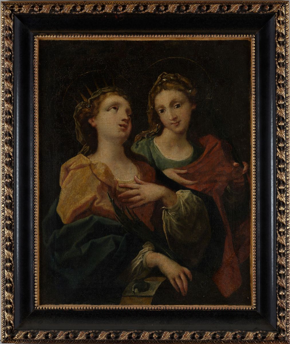 Attr. a Sebastiano Sante Bizzarri (siena, 1648 - 1692) - Santa Caterina di Alessandria e Santa Ma...