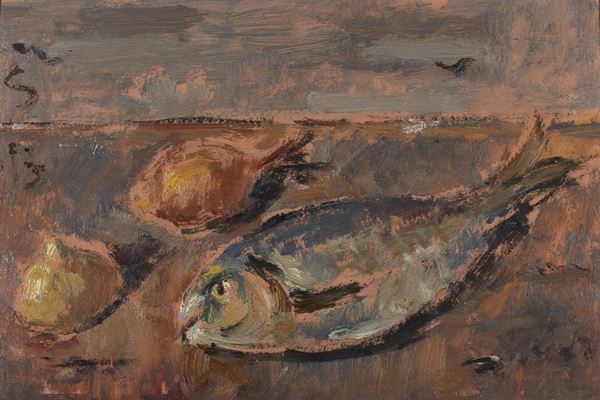Filippo de Pisis - Natura morta con pesce