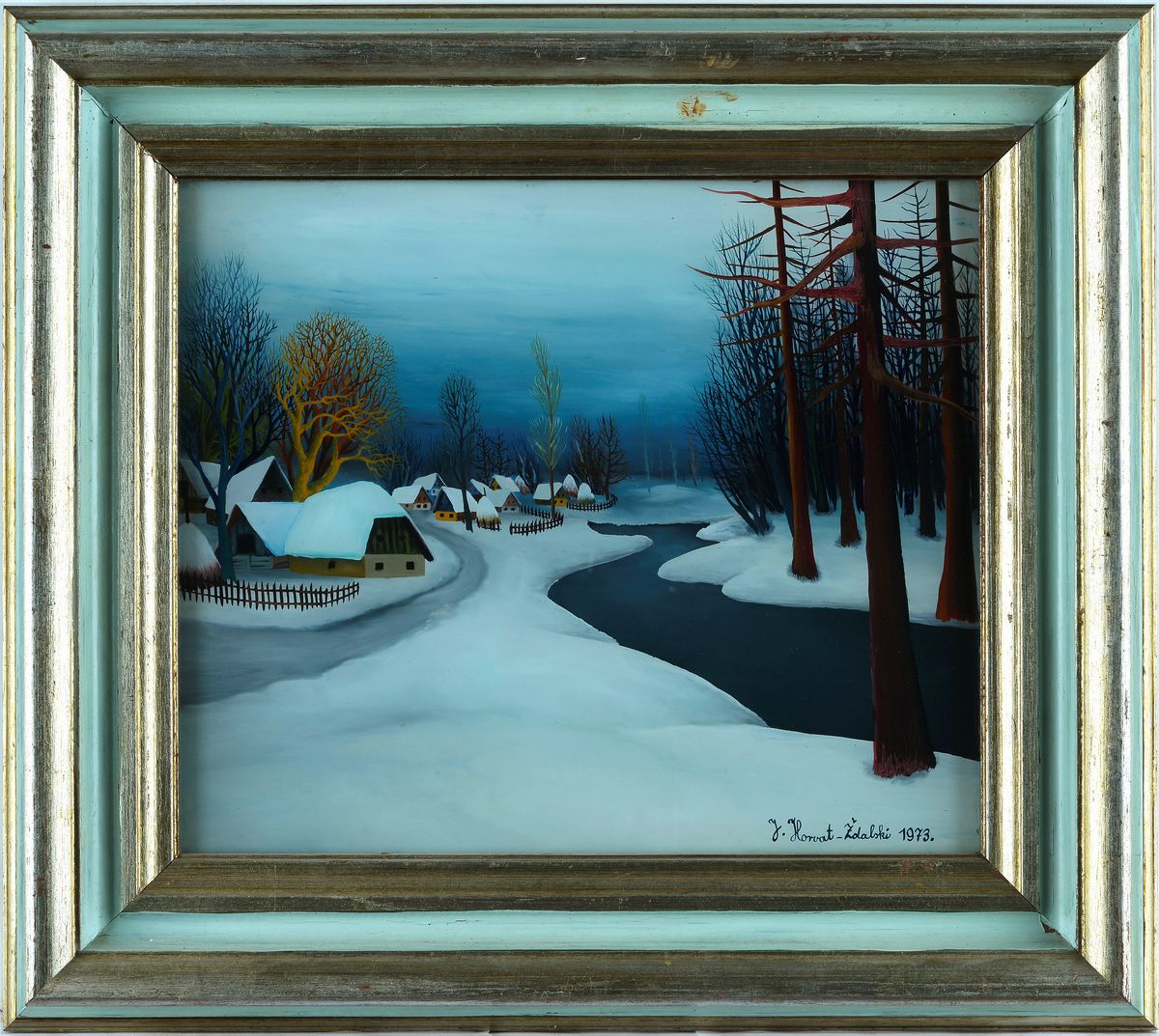 Josip Horvat Zdalski - Paesaggio Innevato con Case