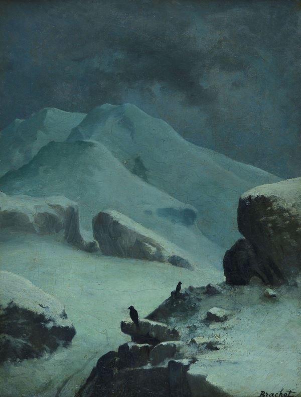 Louis Brachet - Snowy landscape with crows