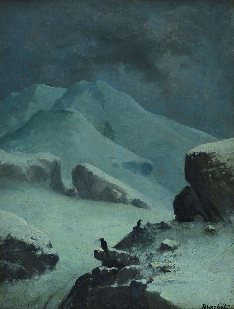 Louis Brachet - Paesaggio Innevato con Corvi