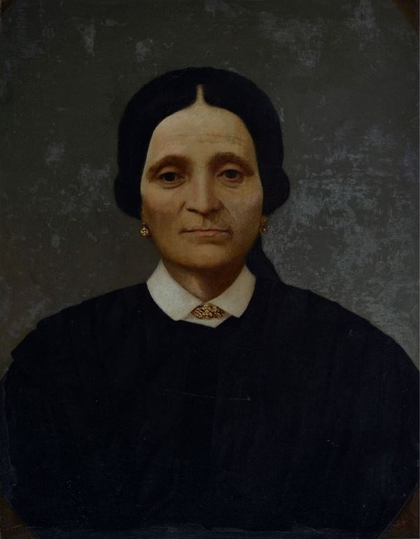 Anonimo, XIX sec. - Ritratto di signora in abito nero