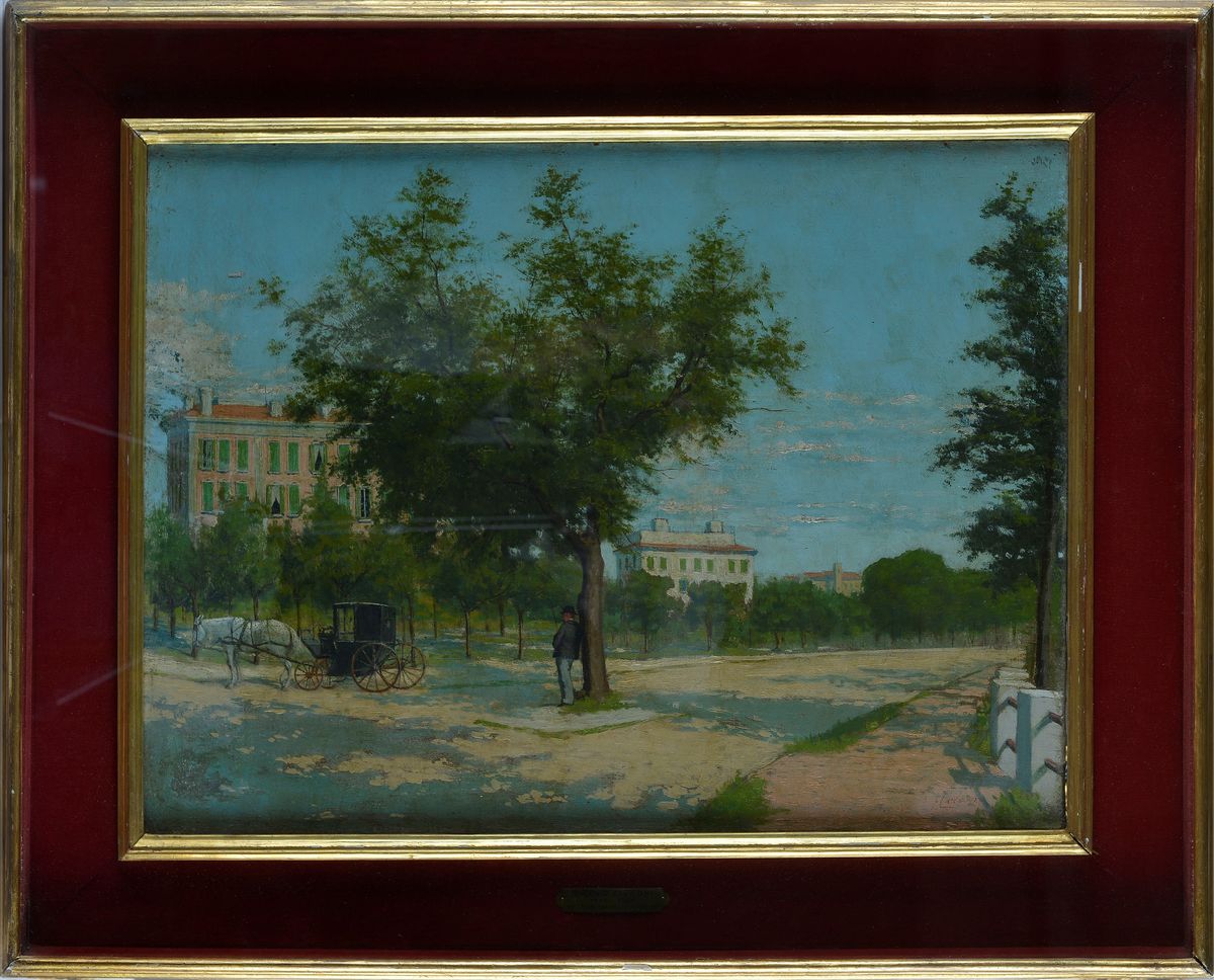 Eugenio Cecconi - Paesaggio con Figura e Carrozza