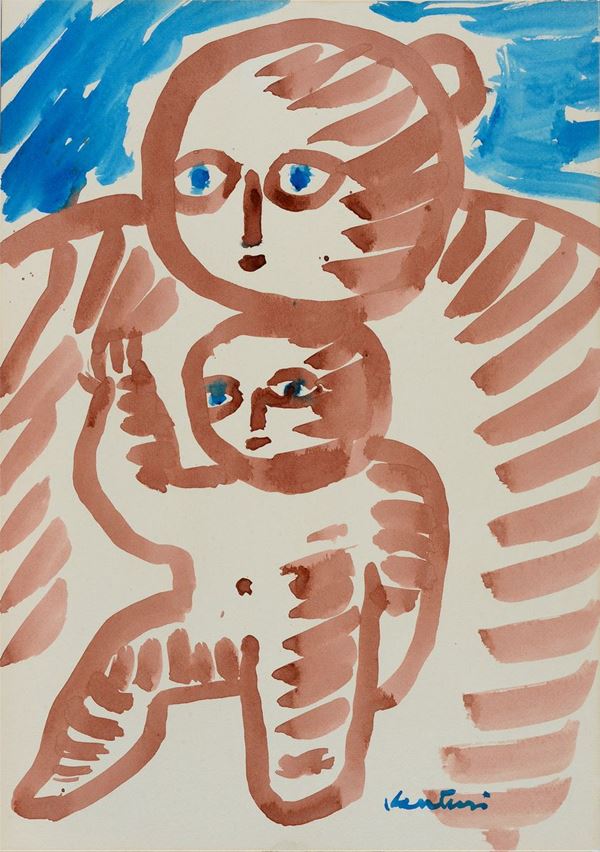 Venturino Venturi : Maternity  - Watercolor - Auction Modern and Contemporary art - III - Galleria Pananti Casa d'Aste