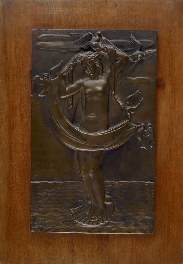 Mario Moschi : Venus  - Bas-relief in bronze - Auction AUTHORS OF XIX AND XX CENTURY  [..]