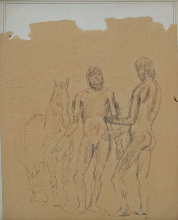 Felice Carena - Figures with horse