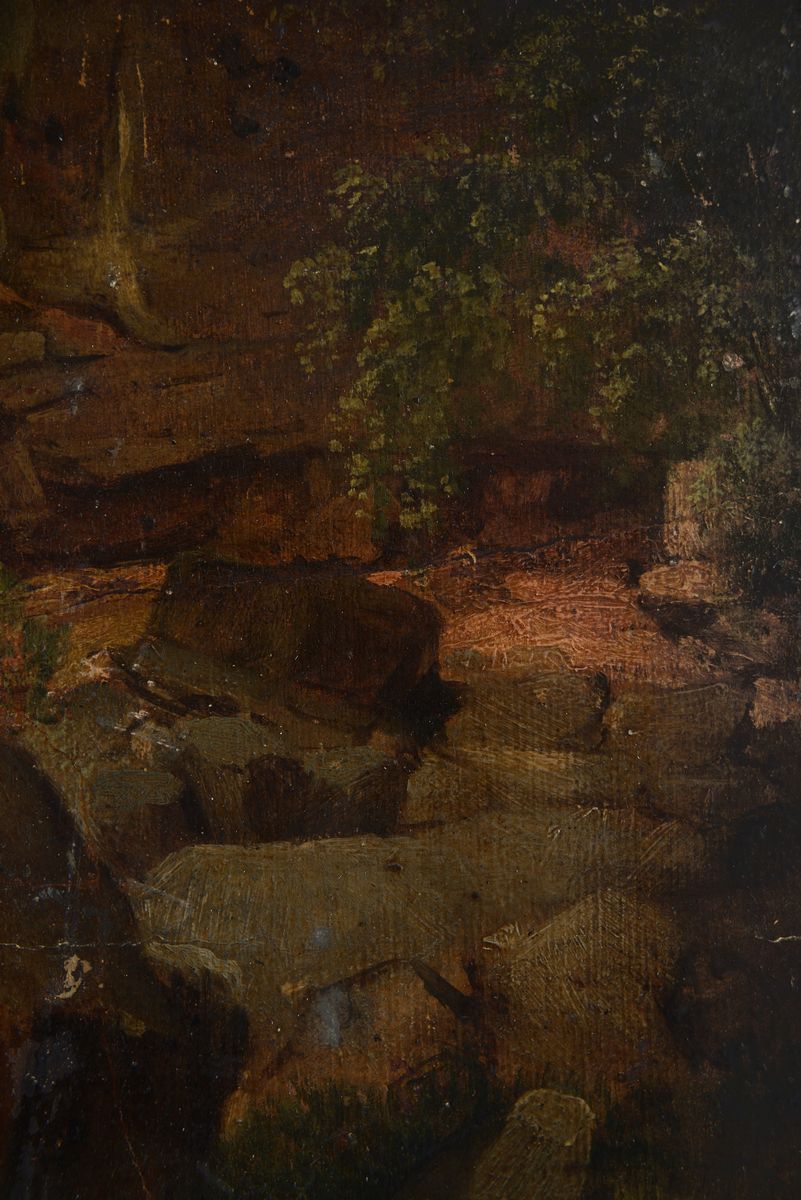Anonimo, XIX Sec. - Paesaggio con Rocce