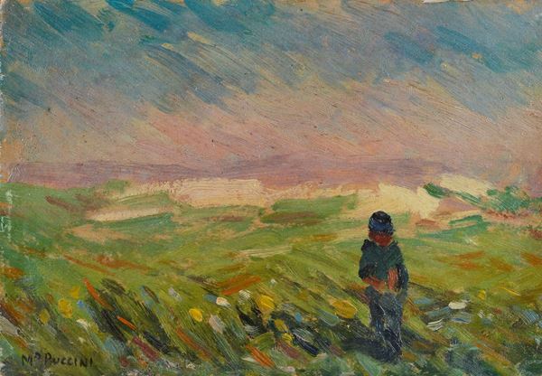 Attr. a Mario Puccini - Landscape with figure