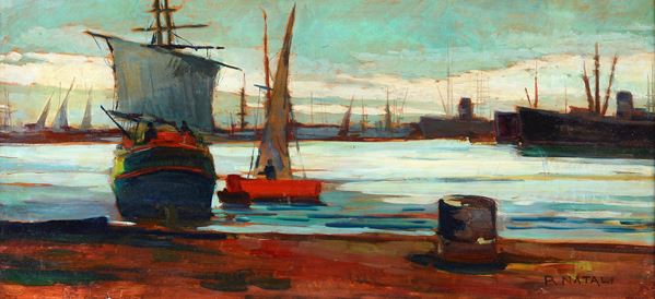 Renato Natali - Harbor with boats