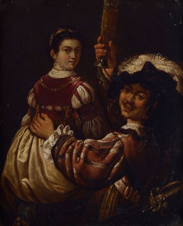 Anonimo, XIX sec. - Lady and drinker