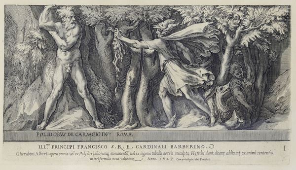 Cherubino Alberti - Perseus transforms Atlas into a mountain with the head of Medusa (from Polidoro da Caravaggio)