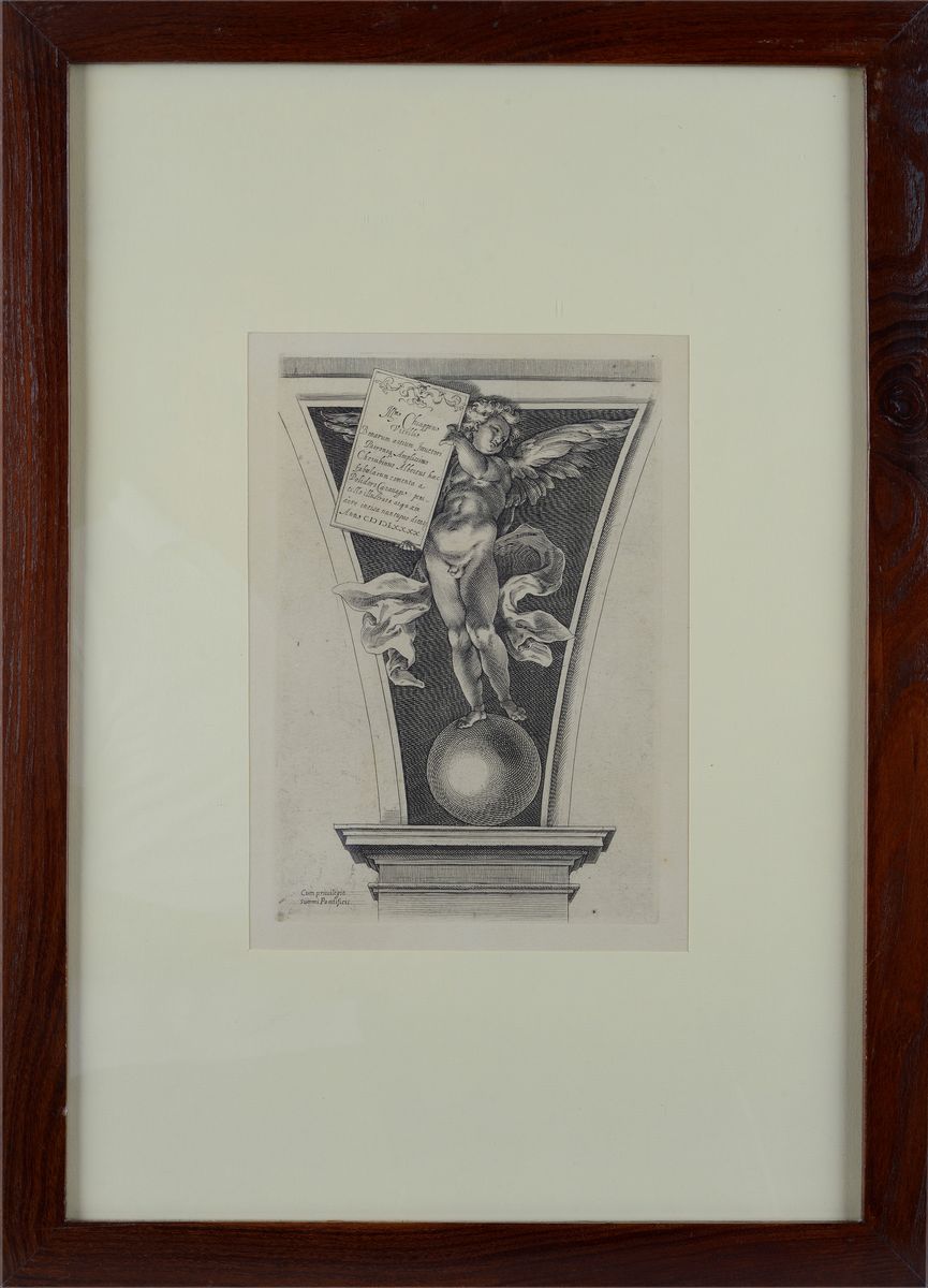 Cherubino Alberti - Frontespizio con Putto che Sorregge una Tavoletta (da Polidoro da Caravaggio)
