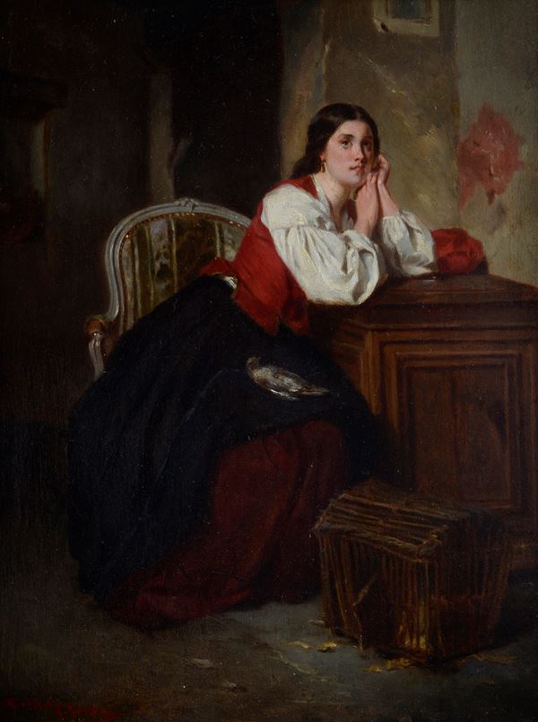 Angelo Trezzini - Interno con giovane
