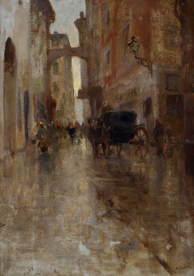 Strada con Carrozza e Figure
