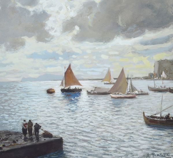 Attilio Pratella - Marina with sails