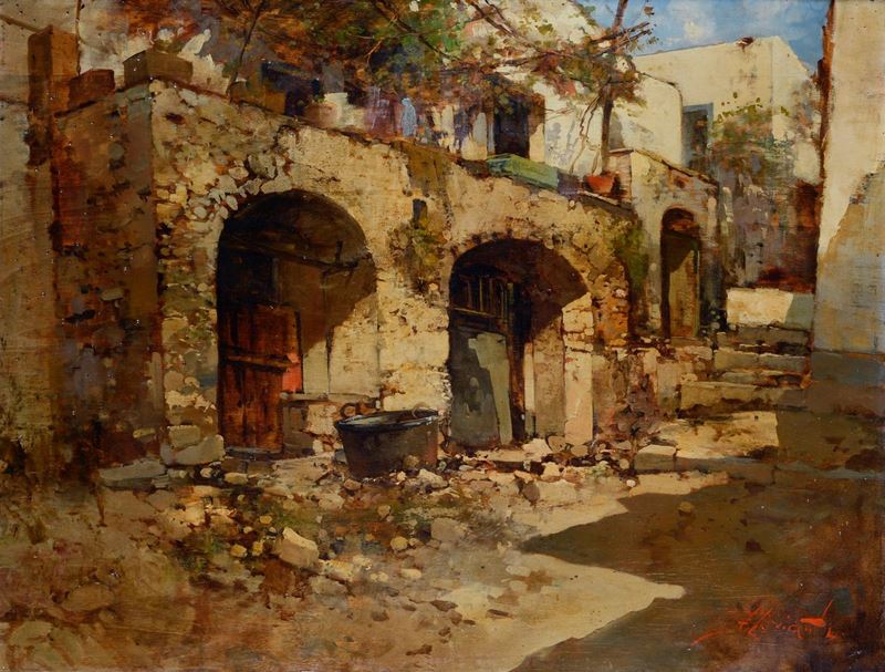Ezelino Briante - Scorcio di Strada con Terrazza