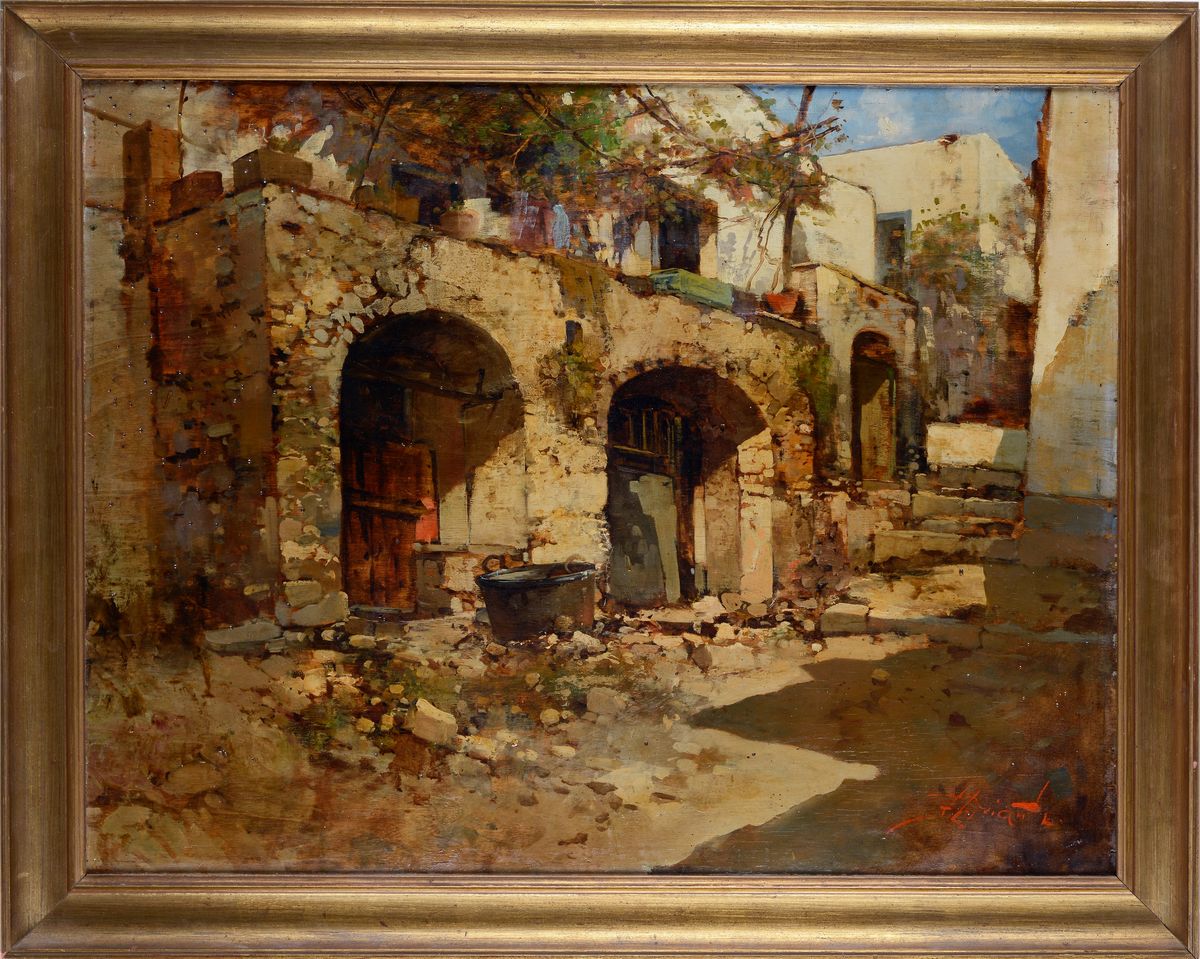Ezelino Briante - Scorcio di Strada con Terrazza