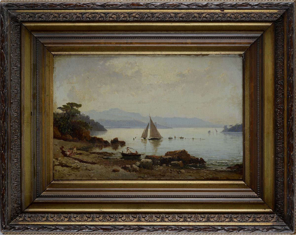 Hermann Corrodi - Scorcio della Costa con Barche di Pescatori