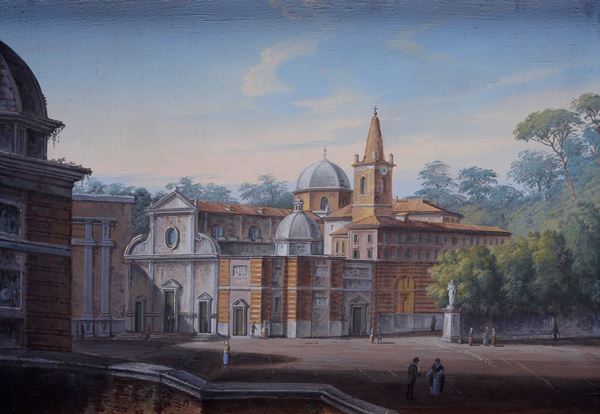 Anonimo, inizi XIX sec. - Veduta di piazza con Basilica