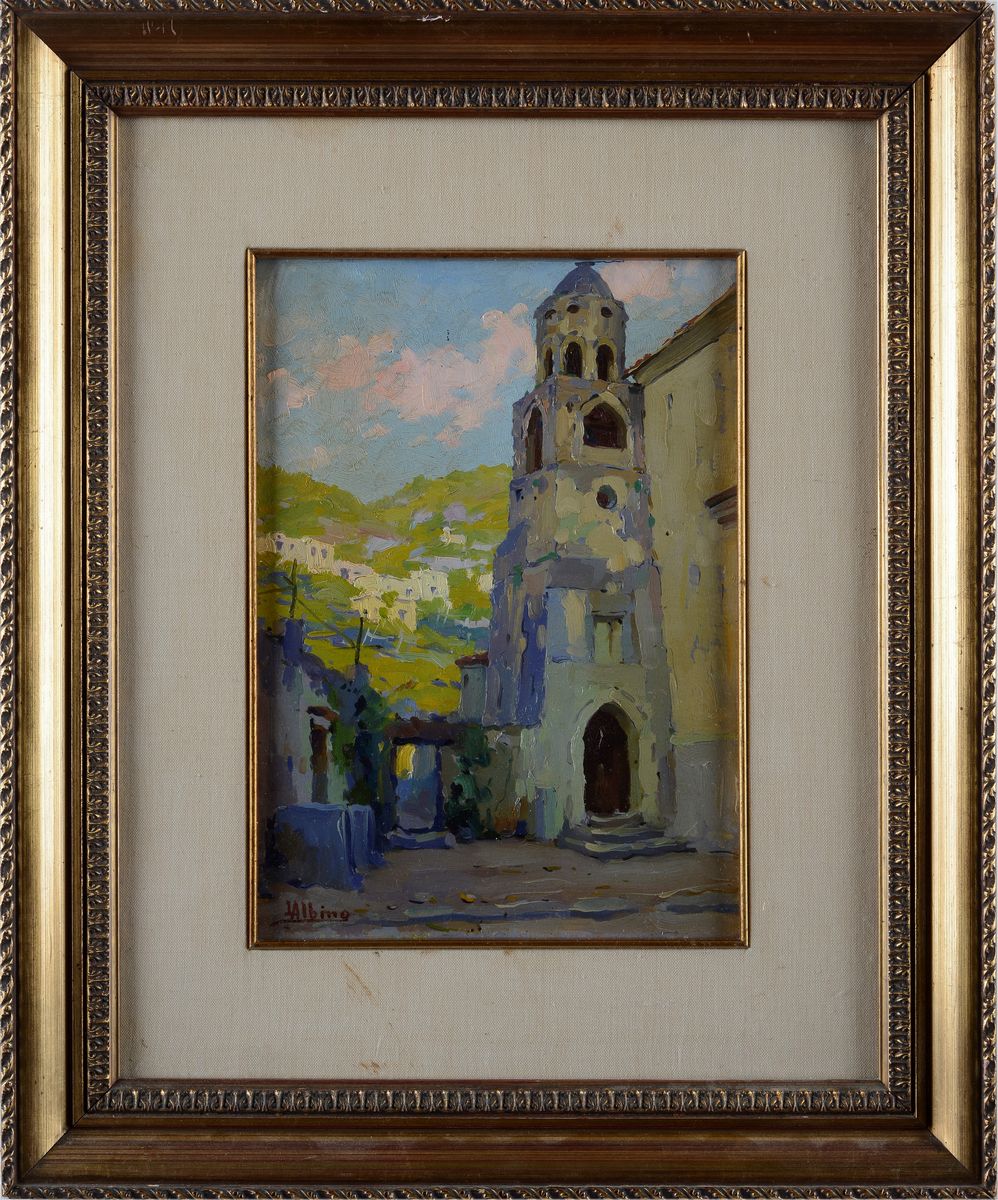 Luca Albino - Scorcio di Paese con Chiesa