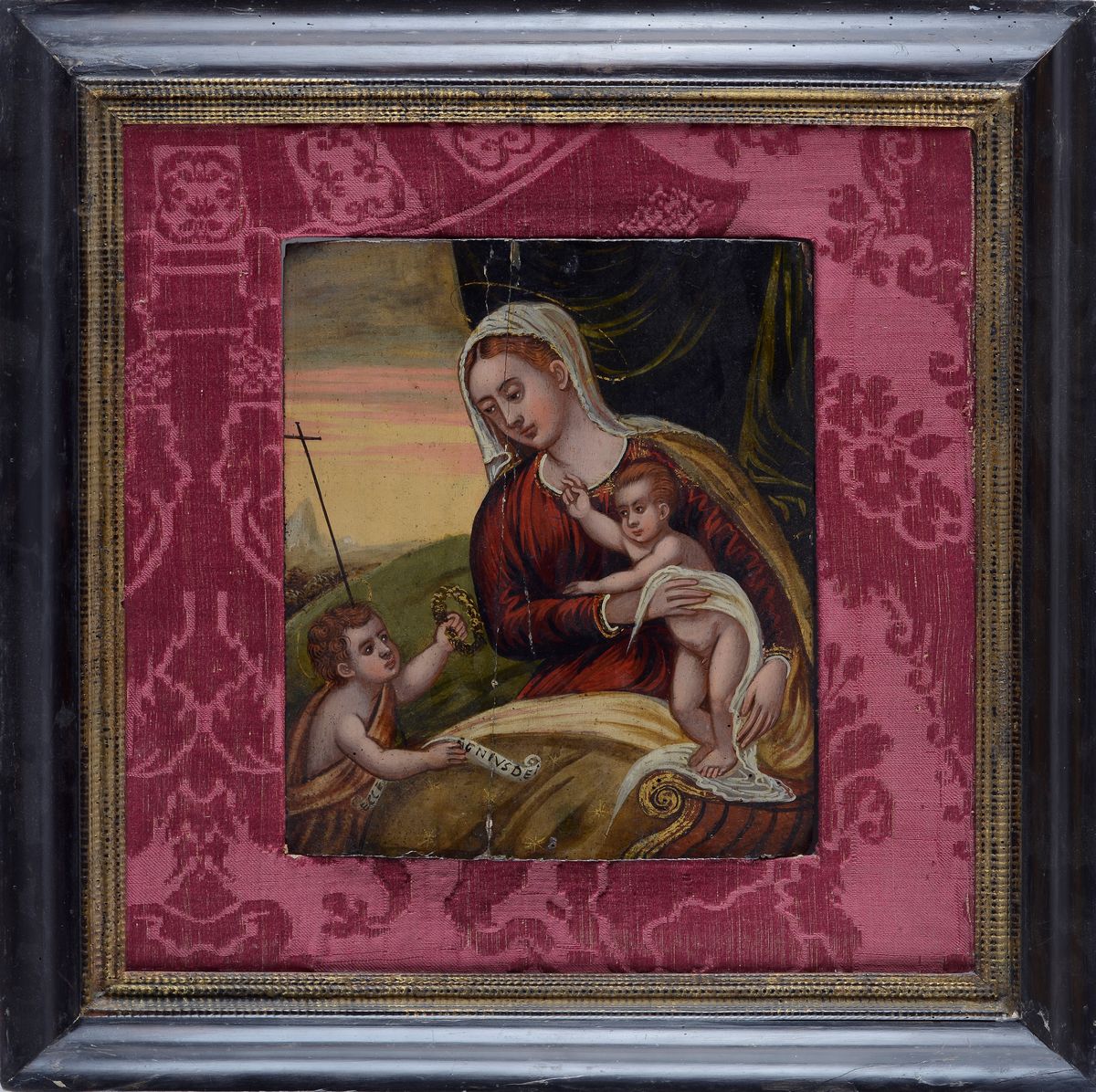 Scuola Veneto - Cretese, XVI Sec. - Madonna con il Bambino e S. Giovannino