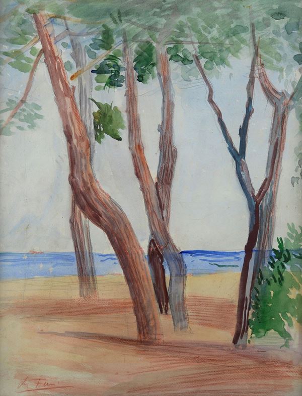 Achille Funi - Pines on the beach