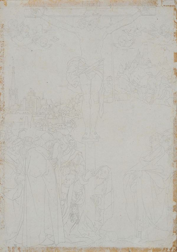 Anonimo, inizi XIX sec. : Crucifixion by Albrecht Durer  - Pen on paper - Auction ANTIQUES - I - Galleria Pananti Casa d'Aste