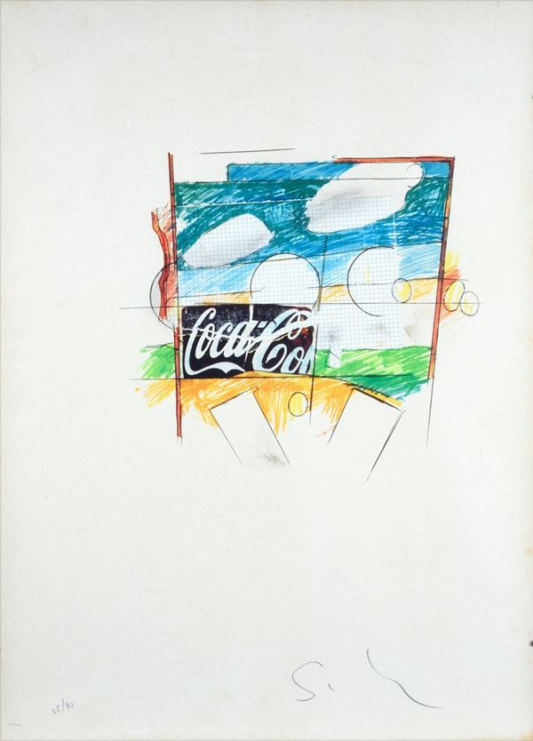 Mario Schifano : Senza titolo  - Litografia - Asta ARTE MODERNA E CONTEMPORANEA - III - Galleria Pananti Casa d'Aste