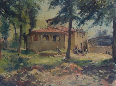 Casolare e Figure (fronte); Barche nel Porto (verso)