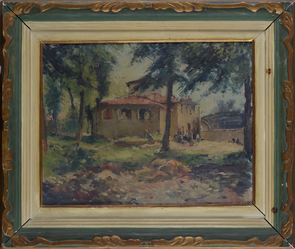 Francesco Bausi - Casolare e Figure (fronte); Barche nel Porto (verso)