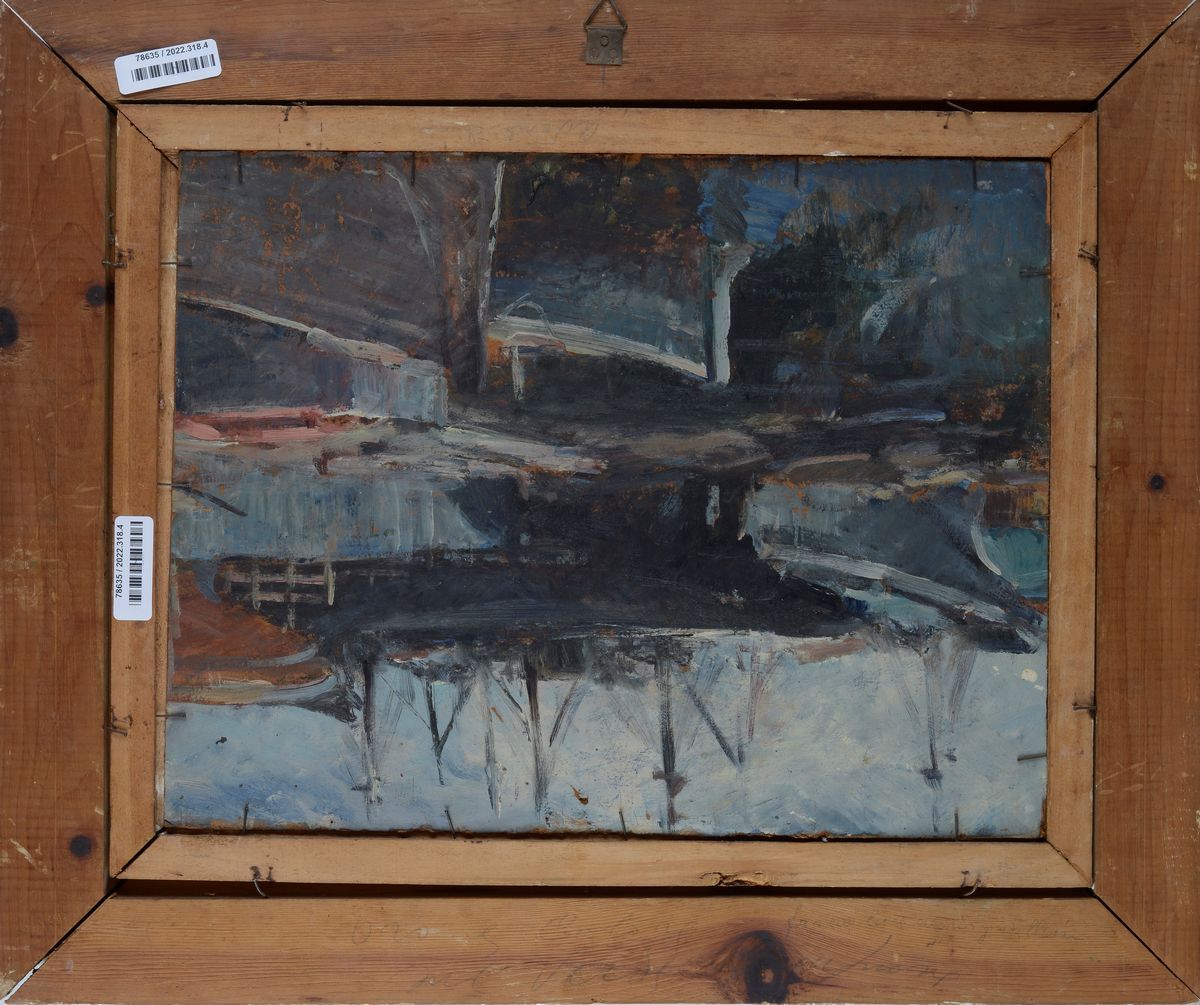 Francesco Bausi - Casolare e Figure (fronte); Barche nel Porto (verso)